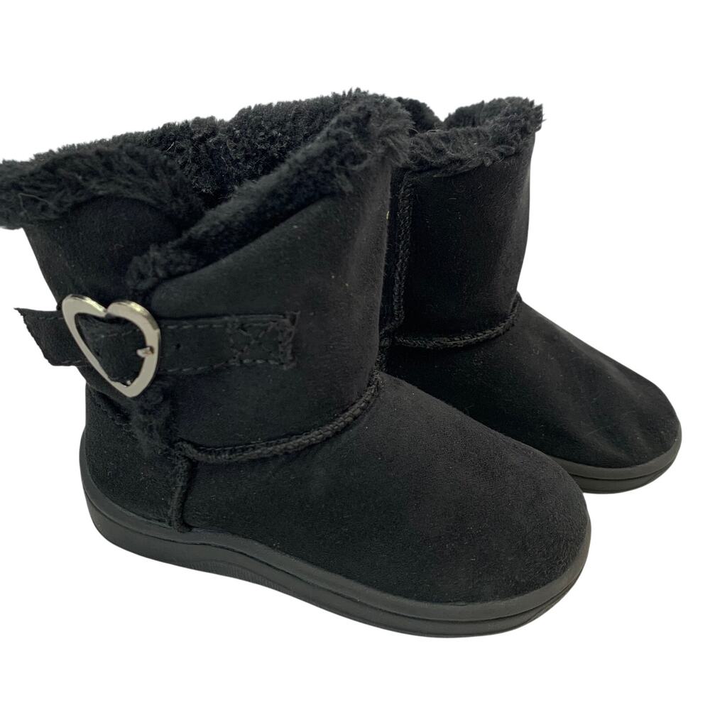 Granamals Toddler Girls Sz 4 Faux Suede Upper Faux Fur Lined Heart Buckle Prep